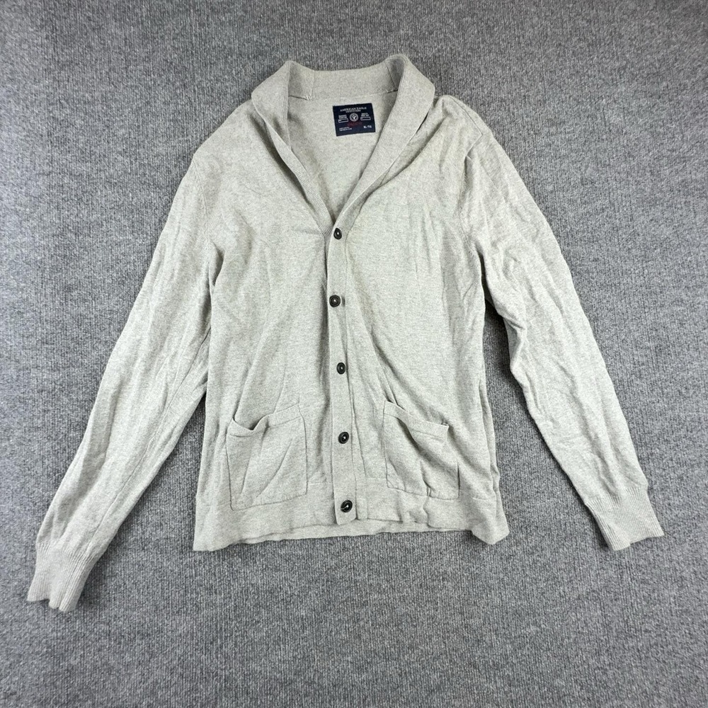 American Eagle Outfitters Sweater Mens XL Gray Button Cardigan Pockets Knit